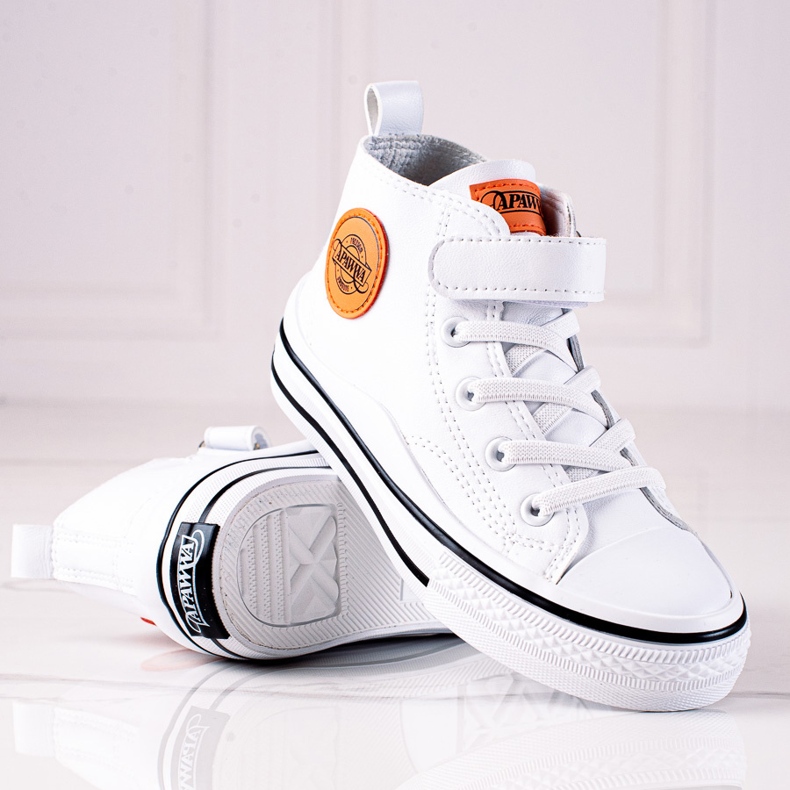 Shelovet höga barnsneakers av ekologiskt läder i vitt 1