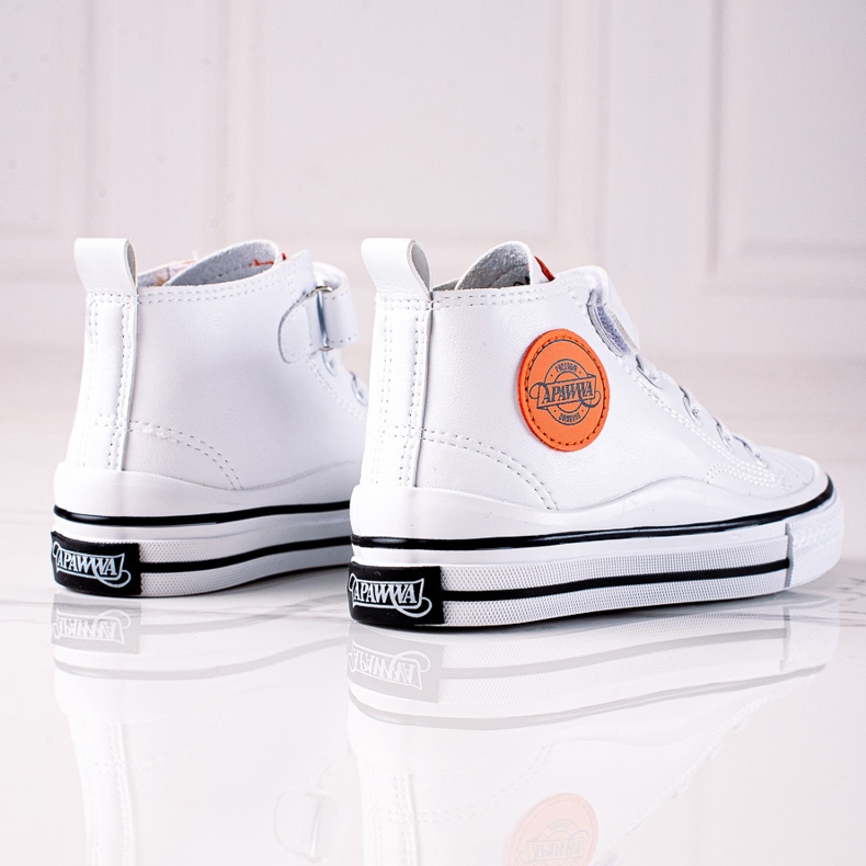 Shelovet höga barnsneakers av ekologiskt läder i vitt 2