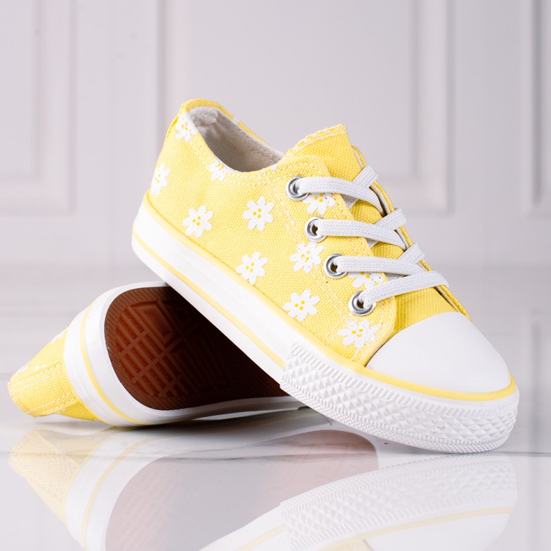Vico barnsneakers med gula blommor vit 1