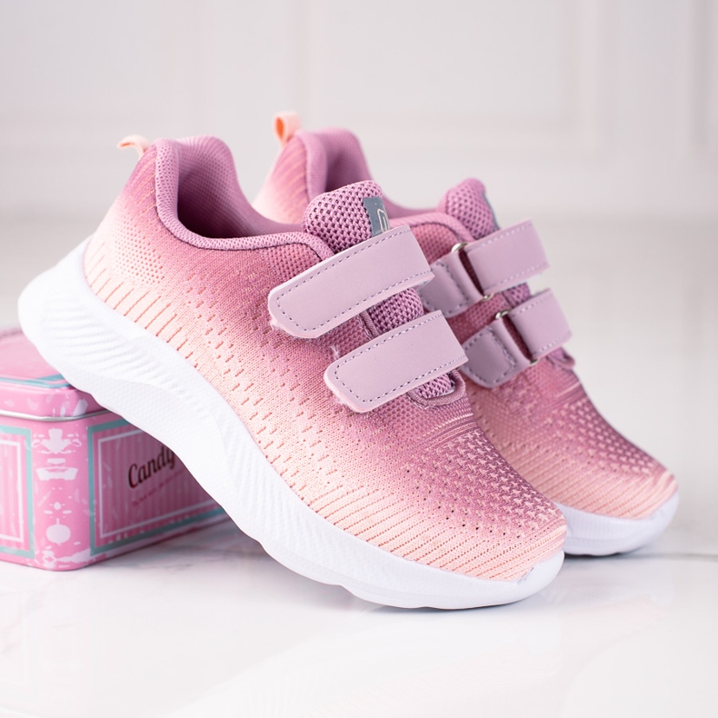 Barns Shelovet sportskor i två färger med kardborreband violett mångfärgad 1