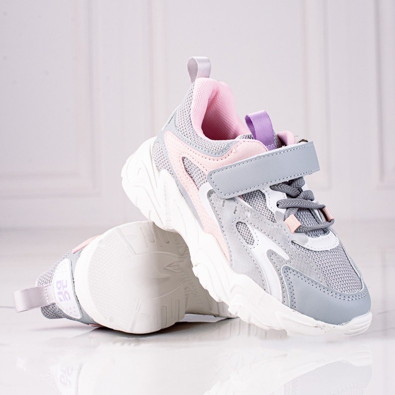 Shelovet barnsneakers på en tjock sula, ljusgrå rosa 1