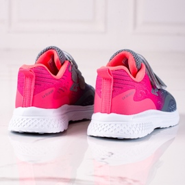 Shelovet barnsportskor med kardborreknäppning rosa och grå 1