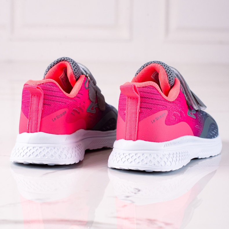 Shelovet barnsportskor med kardborreknäppning rosa och grå 1