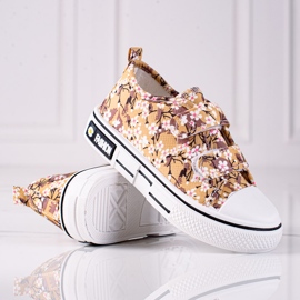Shelovet barnsneakers med beiga blommor beige vit brun 1