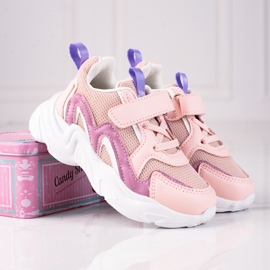Shelovet barnsneakers med kardborreband rosa purpur 1