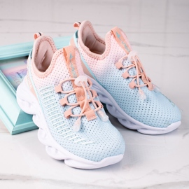 Vico barnsportskor, tvåfärgat material blå rosa 1