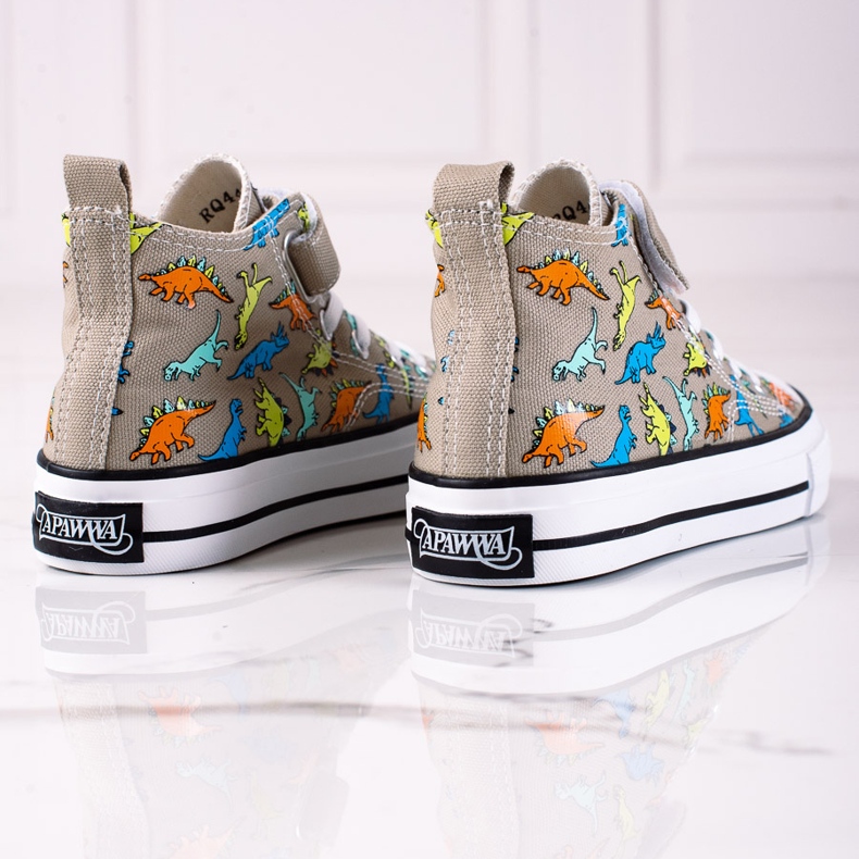 Höga sneakers för pojkar Shelovet grå dinosaurier 1