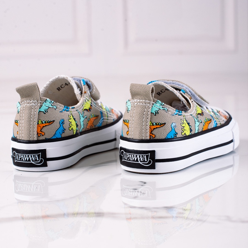Pojksneakers Shelovet grå dinosaurier 1