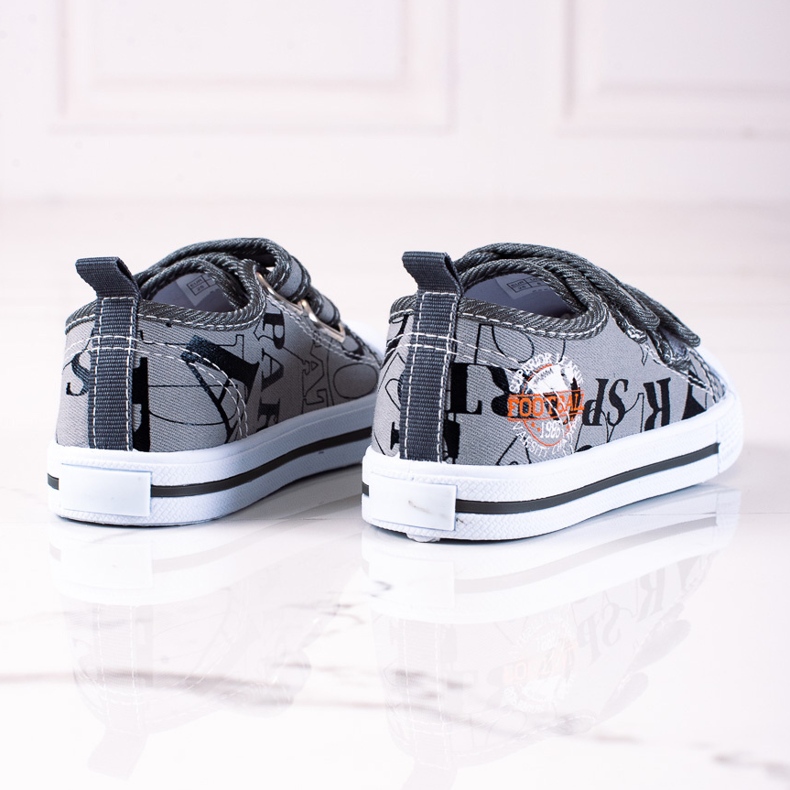 Shelovet pojksneakers med kardborrgrå 1