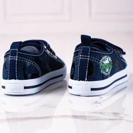 Shelovet pojksneakers med kardborre marinblå 1