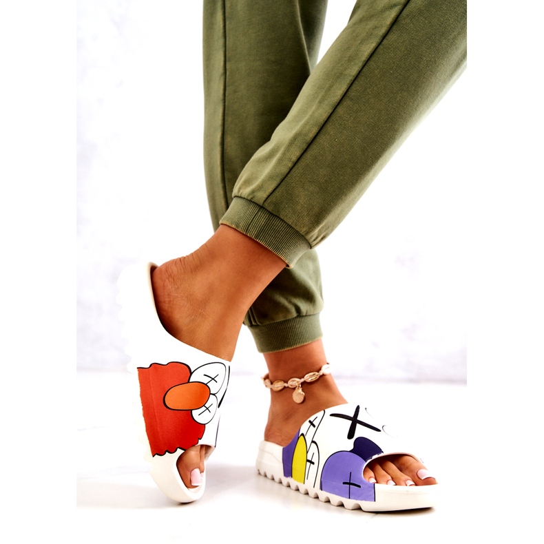 Gummiflip -flops med vitt tryck 2