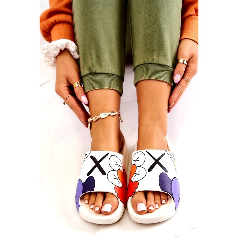 Gummiflip -flops med vitt tryck 3