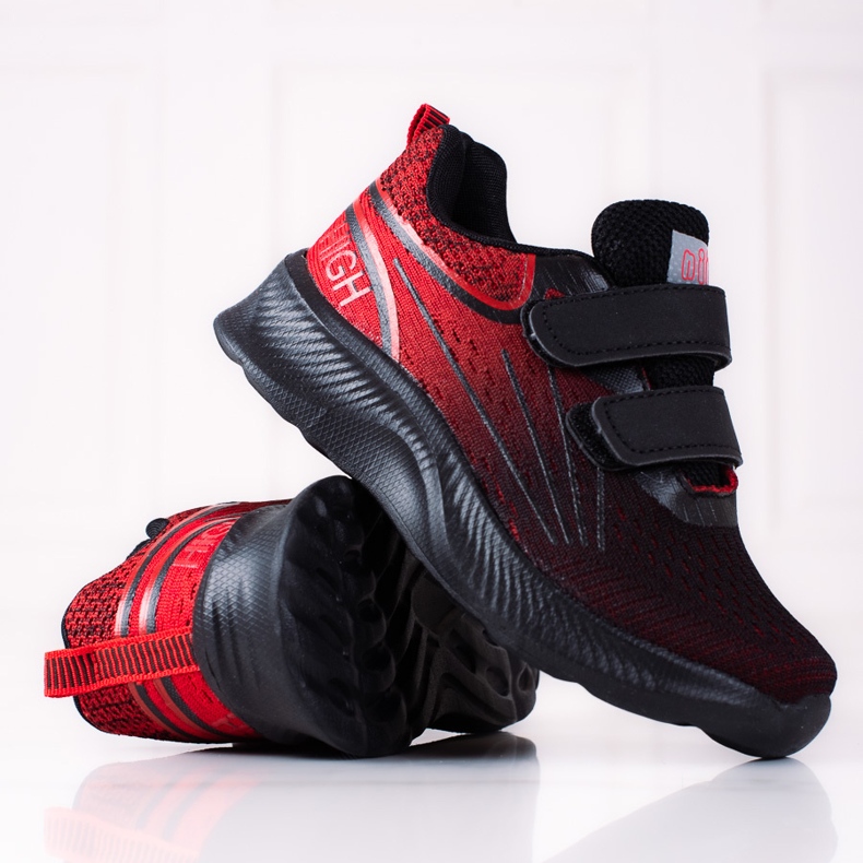 Shelovet boys sneakers med dubbel kardborre svart och rött röd 2