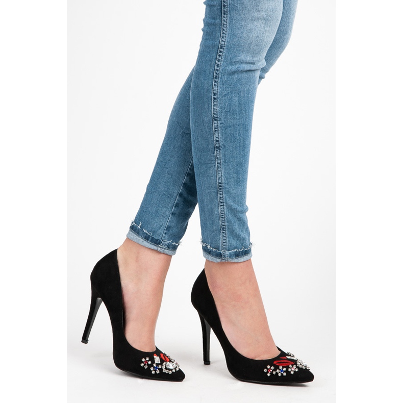 Weide Mockaklackar med kristaller svart 2