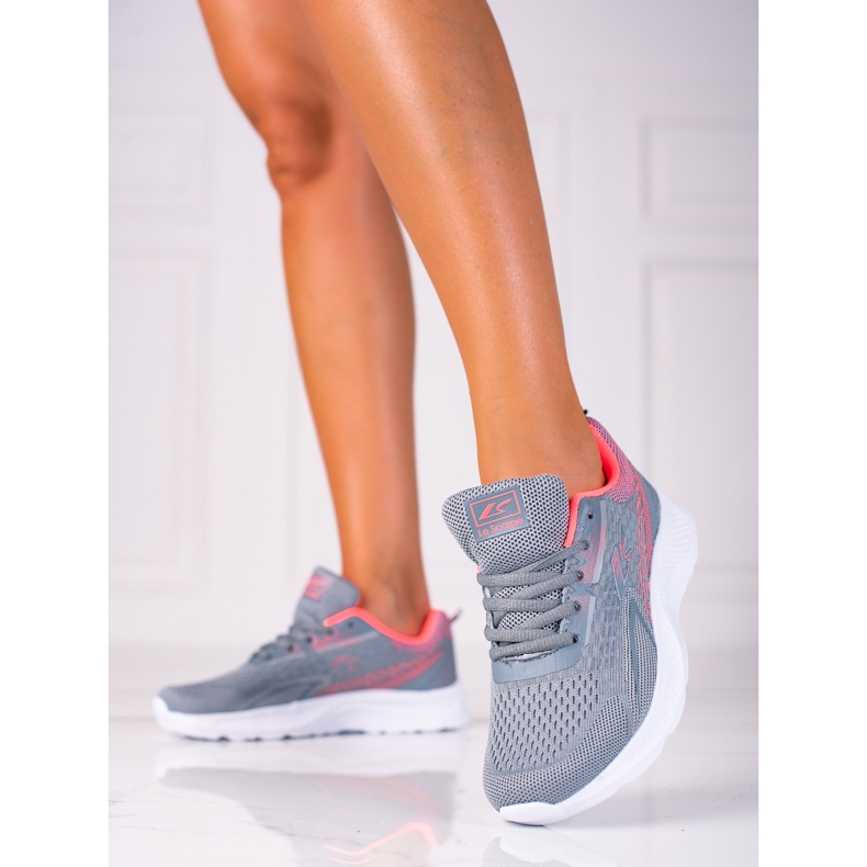 SHELOVET Ljusgrå Sportskor med snörning med vit sula 1