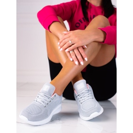 Ljusgrå SHELOVET sportskor för kvinnor med snörning 2