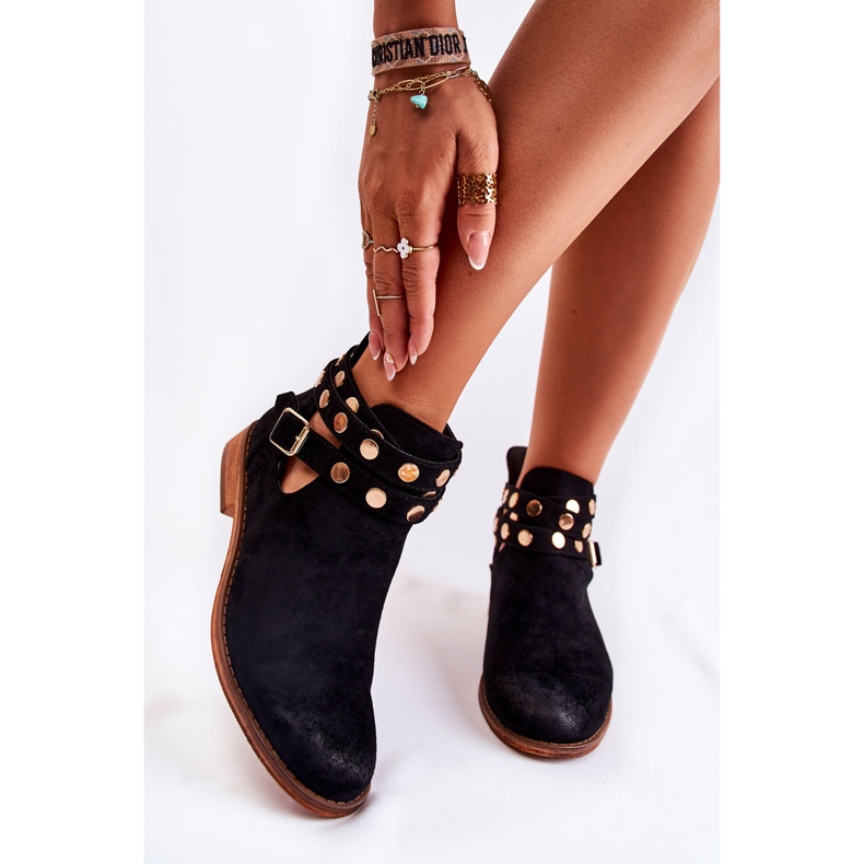 WS1 Damstövlar med jetstrålar på platt klack Svart Larino 2