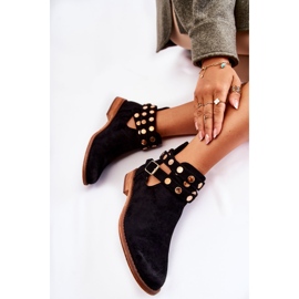 WS1 Damstövlar med jetstrålar på platt klack Svart Larino 1