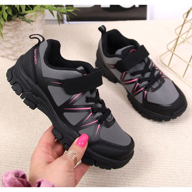 Trekkingskor med kardborre American Club Jr AM902A grå 1