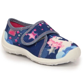 Kardborrtofflor med en enhörning Befado Jr BEF35A marinblå 2