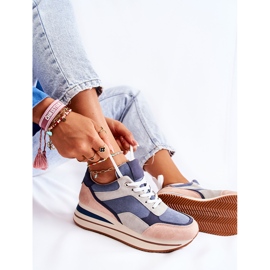 PS1 Sportskor i mocka dam blågrå Elisse rosa 1