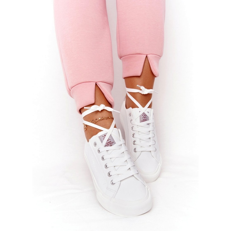 Big Star Kvinnors ekolädersneakers Cross Jeans HH2R4001C Vit 5