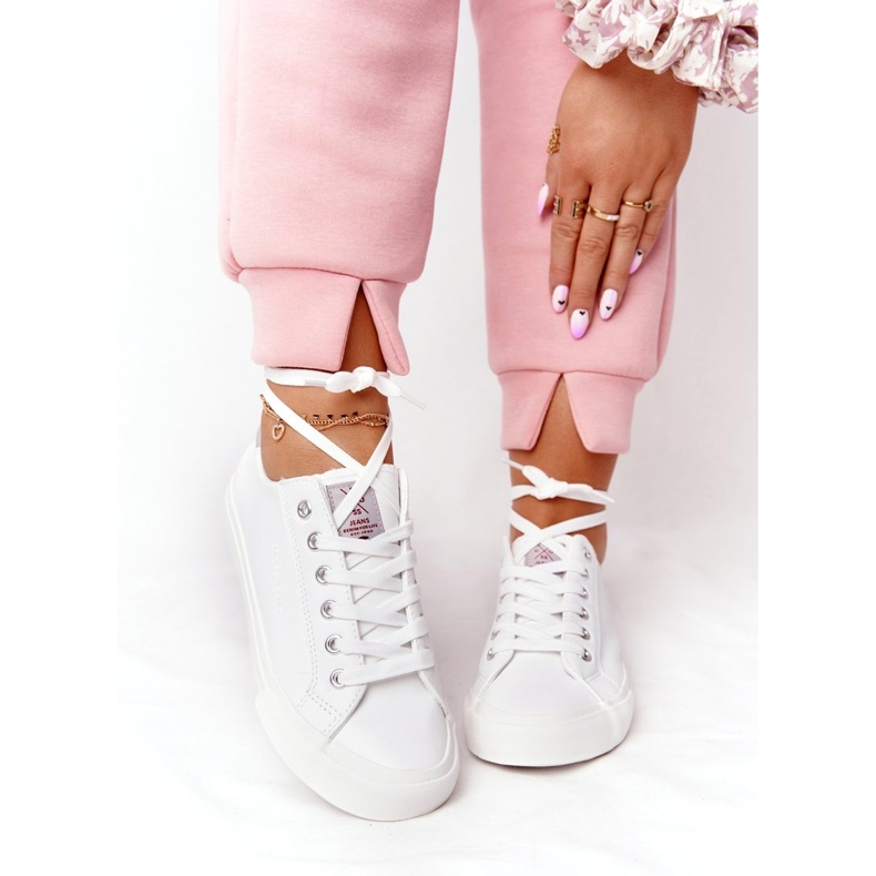 Big Star Kvinnors ekolädersneakers Cross Jeans HH2R4001C Vit 3