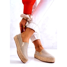 Flätade sneakers för dam Slip On Big Star JJ274394 Beige gyllene 2