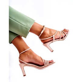 WS1 Klassiska lackade sandaler på höga klackar Beige Milani 6