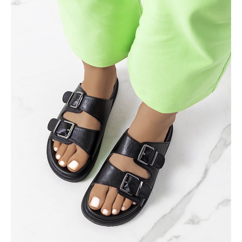 BM Grayson svarta tofflor för kvinnor 1