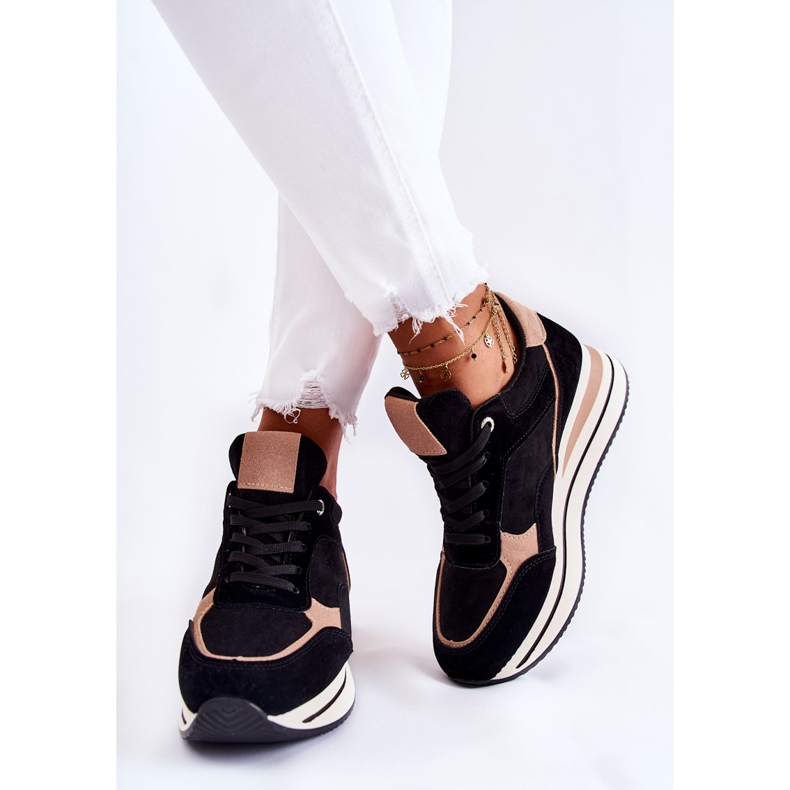 PS1 Sportskor i mocka dam svart och beige Elisse 2