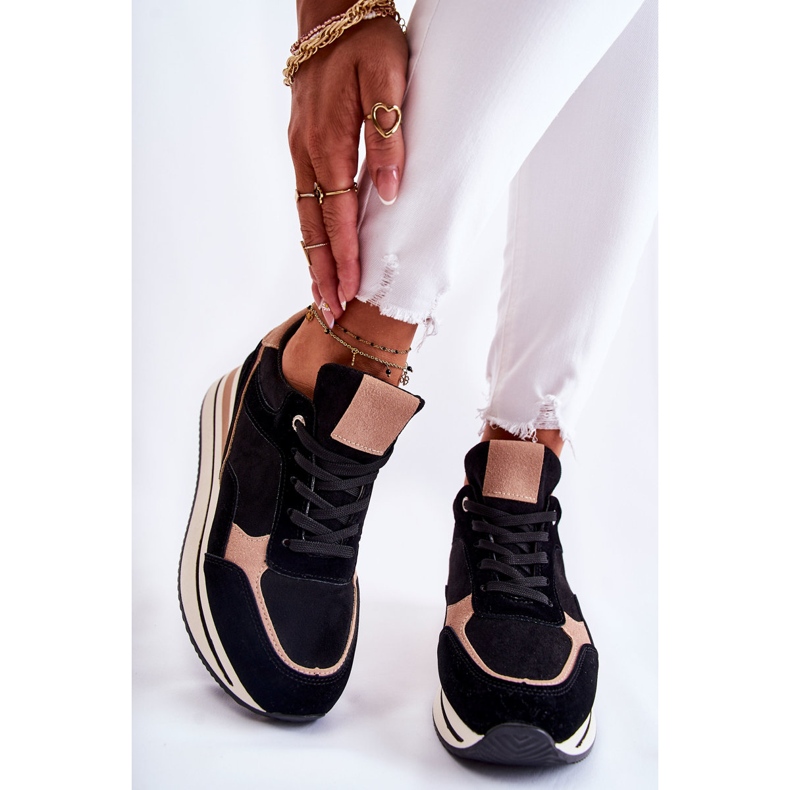 PS1 Sportskor i mocka dam svart och beige Elisse 1