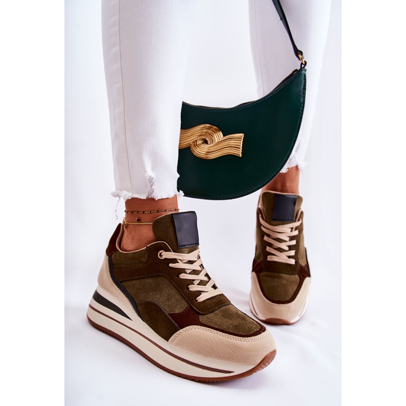 PS1 Sportskor i mocka för kvinnor Grön-Beige Elisse 1