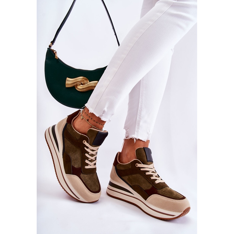 PS1 Sportskor i mocka för kvinnor Grön-Beige Elisse 2