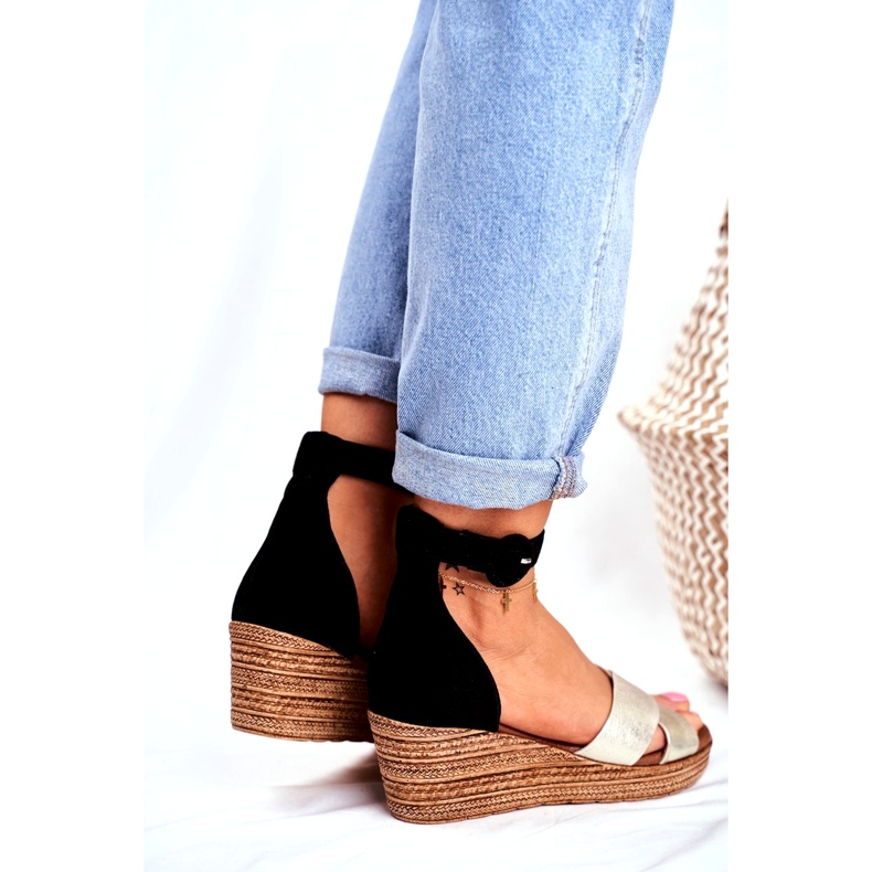 Dam Sandaler Maciejka Läder Mocka Svart 04565-25 gyllene 4