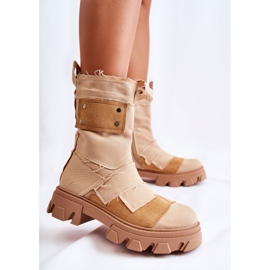 PS1 Höga arbetarskor på en mörkbeige Nerisa-dragkedja 2