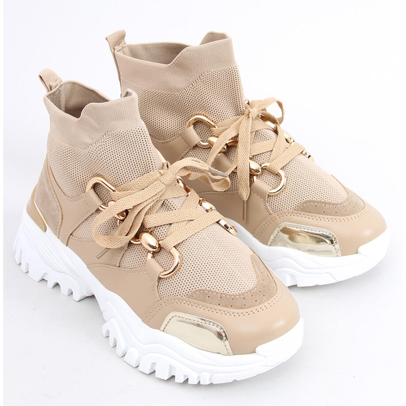 Petra Khaki high-top strumpor sneakers beige 2