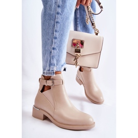 PG1 Kvinnors stövlar i ekologisk läder på platt klack Beige Marla 1