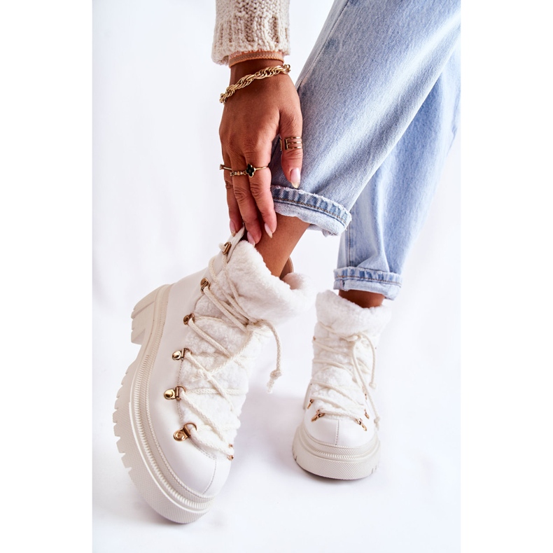 PS1 Eco-läder varma stövlar Trappers Vit Arisa 1