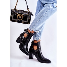 WJ2 Kvinnors stövlar på klack med strass Svart Kelin 2