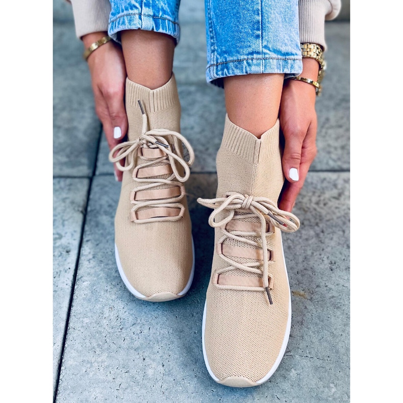 Katrin Khaki Sock Sneakers beige 1