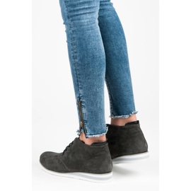 Vinceza Stövletter i läder grå 2