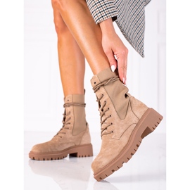 SHELOVET Snörsarbetare i beige mocka brun 2