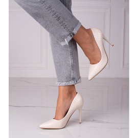 Goodin Fashionabla pumps på en stift beige 1