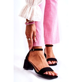 Högklackade mockasandaler för kvinnor, svarta 1