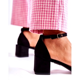 Högklackade mockasandaler för kvinnor, svarta 4