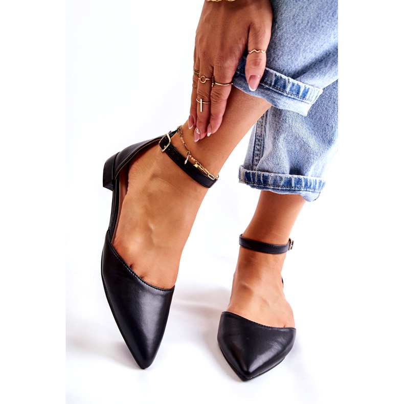 WD1 Ballerinasandaler i läder för kvinnor i Spitz Black Caprise svart 1