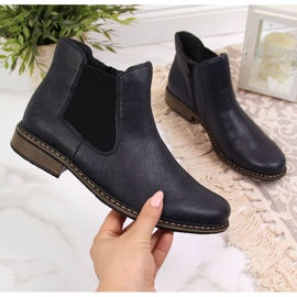 Varma Chelsea-stövlar för kvinnor, marinblå Rieker Z4994-14 svart 2