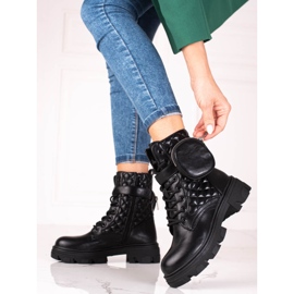 Svarta Shelovet quiltade damväskor med kardborrficka 1