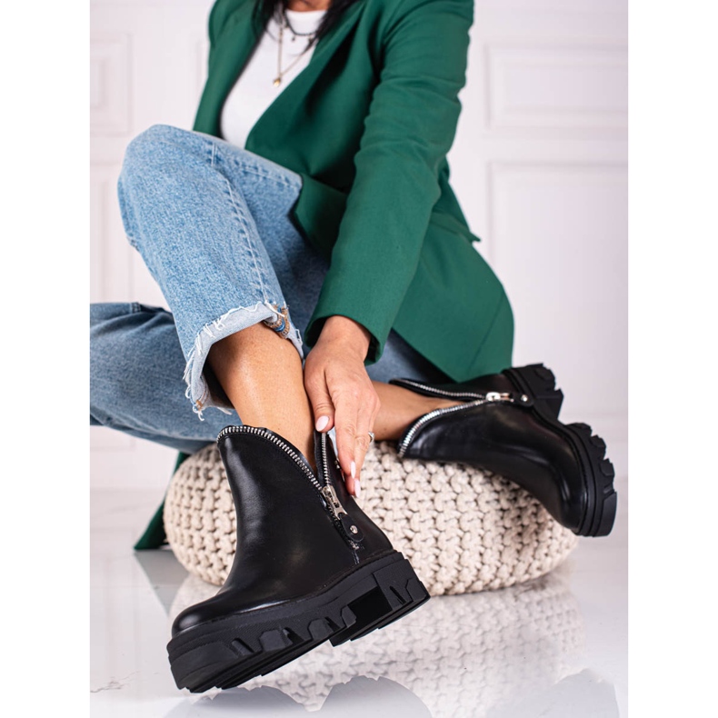 Svarta Shelovet damstövlar med stängd dragkedja 2